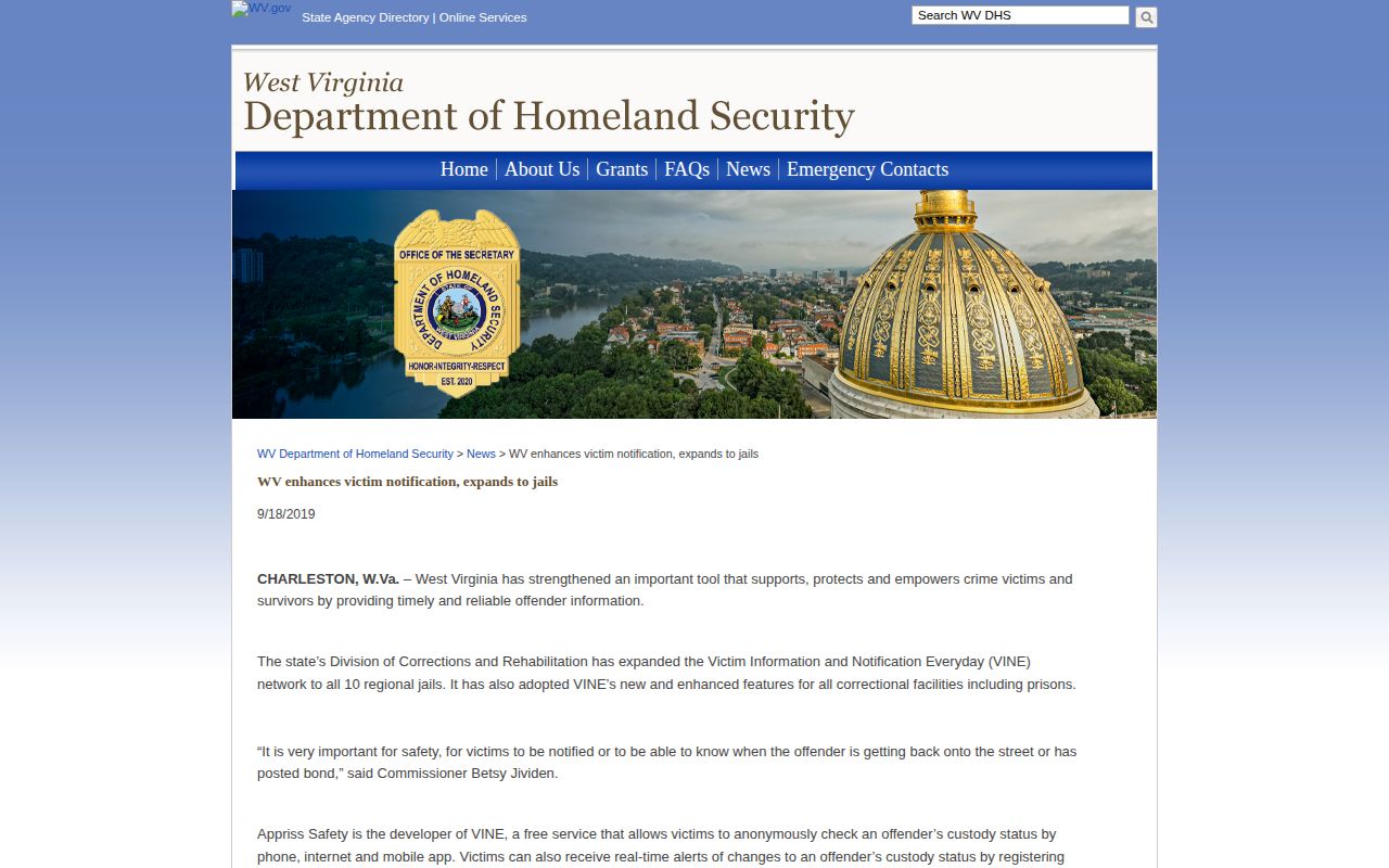 Lewis County 72-hour release verification through statewide regional-jail VINE coverage