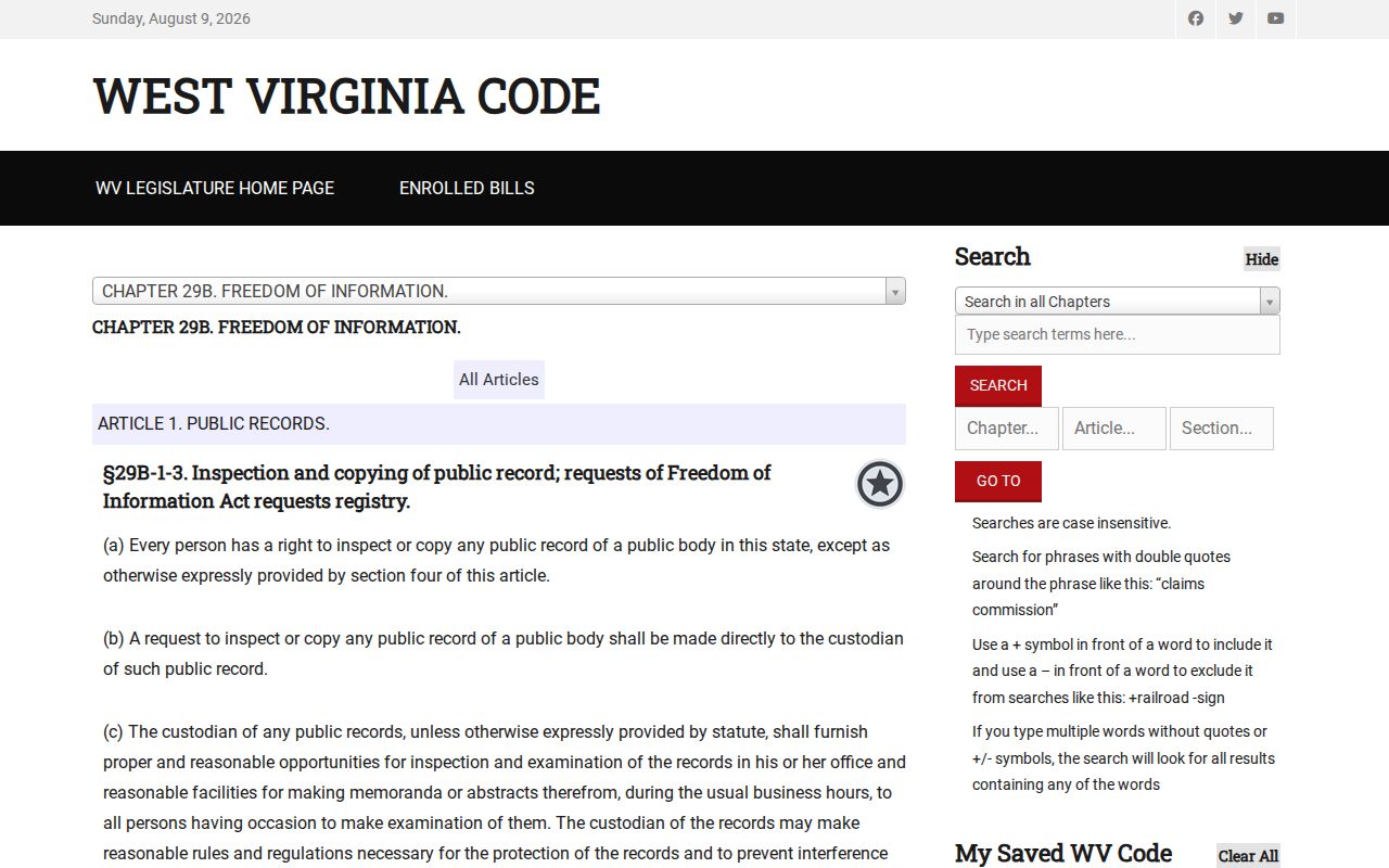 Lewis County release record request under West Virginia FOIA