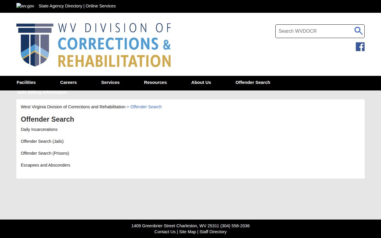 Lewis County released inmates WVDCR jail and prison search hub