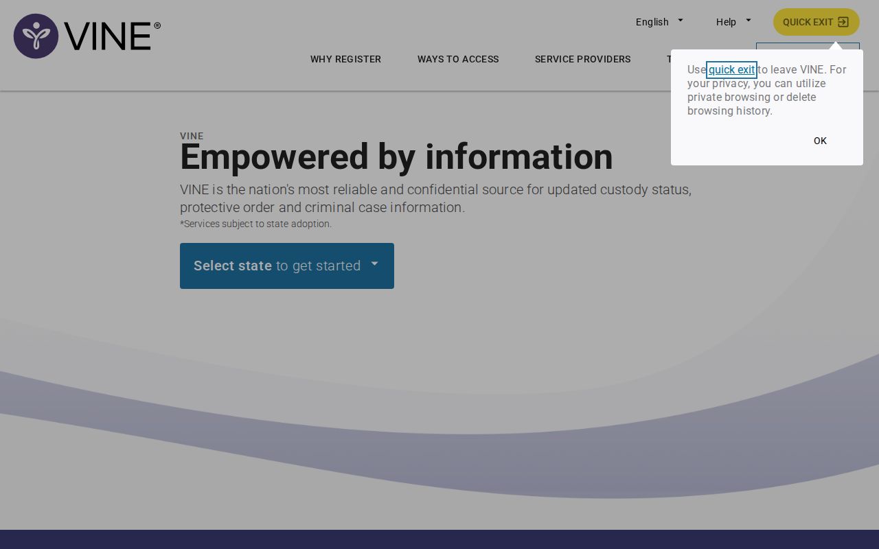 Lewis County VINELink release search and notification registration